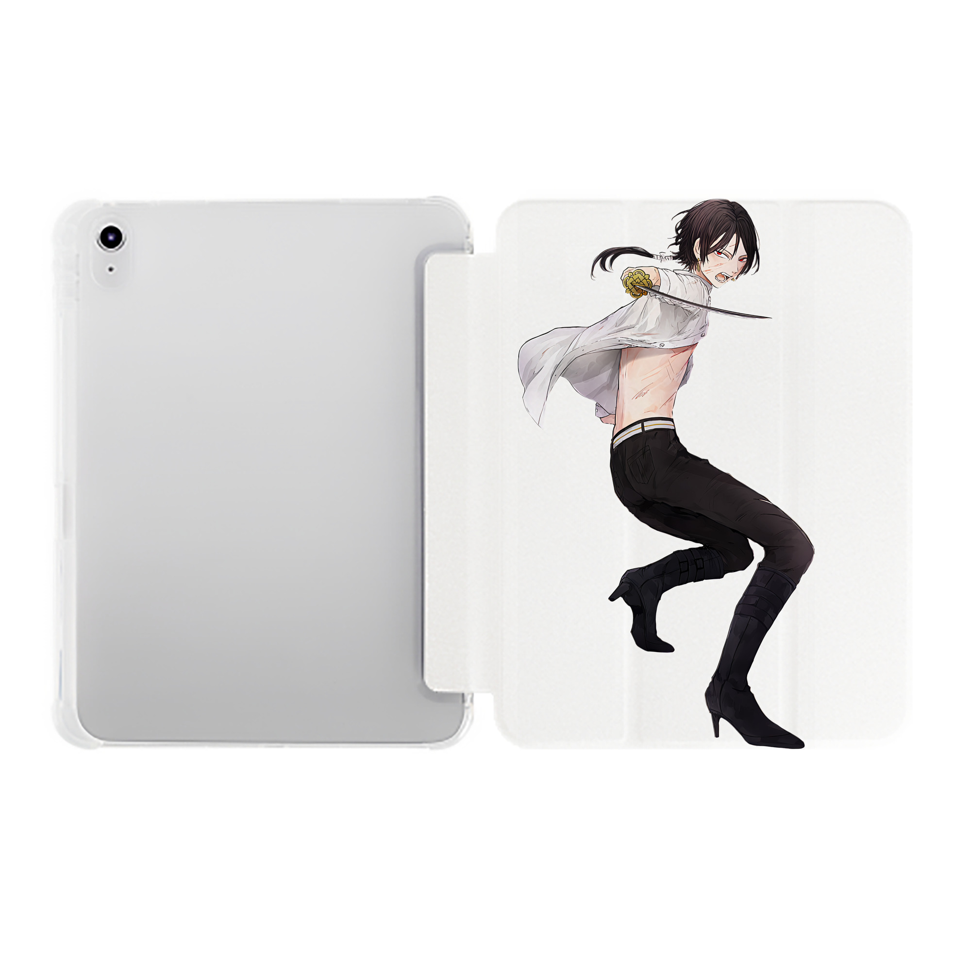 （画像用） 刀剣乱舞 Touken Ranbu IPad ケース ペン収納付き 三つ折りスタンド PUレザー×シリコン 対応機種9.5/10.5/10.9インチ